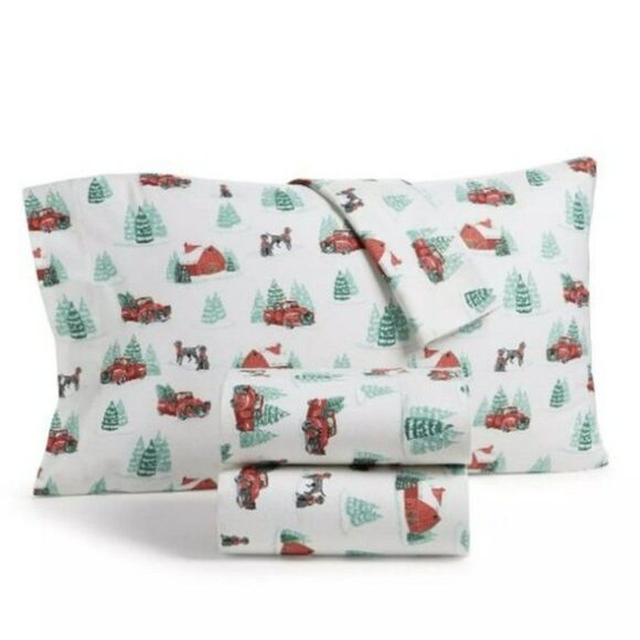 Martha Stewart Collection Printed Cotton Flannel 4-Pc. Farmhouse Truck, Full - Picture 1 of 1